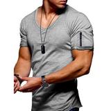 MAWCLOS Men's Solid V neck Short Sleeve T shirt Tops Tees Summer Casual Men Fashion Trends Fitness Tshirt For Male Clothes