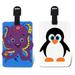 PUZZLED TAGGAGE! OCTOPUS AND PENGUIN LUGGAGE TAG 3.5X5 INCH