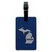Michigan MI Home State Solid Navy Blue Officially Licensed Rectangle Leather Luggage Card Suitcase Carry-On ID Tag