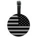 Subdued Reverse American USA Flag Black White Military Tactical Round Leather Luggage Card Suitcase Carry-On ID Tag