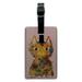 Flower Cat with a Top Hat Rectangle Leather Luggage Card Suitcase Carry-On ID Tag