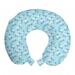 Watercolor Travel Pillow Neck Rest, Ocean Waves Inspired Curves in Aquatic Colors Circles Geometric Pattern, Memory Foam Traveling Accessory Airplane and Car, 12", Blue Baby Blue, by Ambesonne