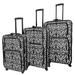 3 Pcs Luggage Set Quality Softsided Travel Spinning Suitcase Black Damask