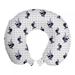 Floral Travel Pillow Neck Rest, Modern Art Style Flower Silhouettes and Continuous Vertical Dashed Lines, Memory Foam Traveling Accessory Airplane and Car, 12", White and Night Blue, by Ambesonne