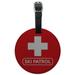 Ski Patrol with Cross Round Leather Luggage Card Suitcase Carry-On ID Tag