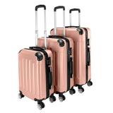 Veryke 3Pcs Traveling Luggage, Rose Gold Rolling Traveling Storage Suitcase Luggage Set, 20"+24"+28" Portable ABS Large Capacity Luggage Bags for Travel, Travel Luggage with Wheels