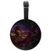 Red Purple Horned Dragon Unleashed Wizard Fantasy Round Leather Luggage Card Suitcase Carry-On ID Tag