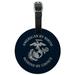 American by Birth Marine by Choice USMC White Blue Officially Licensed Round Leather Luggage Card Suitcase Carry-On ID Tag