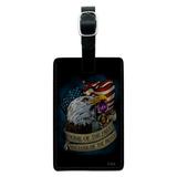 Home of the Free Because of the Brave Purple Heart Eagle American Flag Rectangle Leather Luggage Card Suitcase Carry-On ID Tag