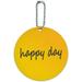 Happy Day Mustard Yellow Round Luggage ID Tag Card for Suitcase or Carry-On