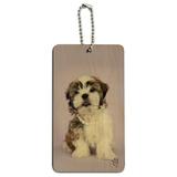 Shih Tzu Dog In Pearls Lavender Wood Luggage Card Suitcase Carry-On ID Tag