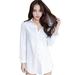 5XL Plus Size Women White Shirt Dress Spring Summer Fashion 3/4 Sleeve Elegant Solid Color Blouse Office Lady Button Long Shirt