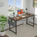 47 inch Writing Study Desk with Storage Bag, Space Saving Home Office Workstation Writing Desk Laptop Table with Headphone Hook