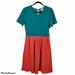 Lularoe Dresses | Lularoe Amelia Fit N Flare Knee Dress Coral Teal Xl Short Sleeve Crew Neck | Color: Blue/Orange | Size: Xl