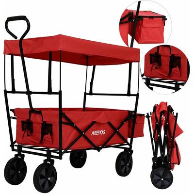 Bollerwagen faltbar mit Dach Handwagen Transportwagen Faltwagen Gerätewagen inklusive 2 Netztaschen Image