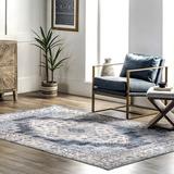 Blue/Navy 60 x 0.08 in Area Rug - Mistana™ Eckles Oriental Medallion Power Loom Machine Washable Navy Rug Polyester | 60 W x 0.08 D in | Wayfair