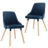 vidaXL 323051 Dining Chairs 2 pcs Blue Velvet