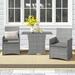 Lark Manor™ Almera 3pcs Patio Rattan Furniture Set Cushioned Sofa Armrest Garden Synthetic Wicker/All - Weather Wicker/Wicker/Rattan in Gray | Wayfair