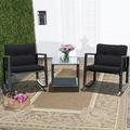 Wade Logan® Anajulia RunÂ® 3pcs Patio Rattan Furniture Set Rocking Chairs Cushioned Sofa Synthetic Wicker/All - Weather Wicker/Wicker/Rattan | Wayfair