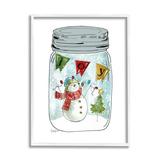 The Holiday Aisle® Joy Text Snowman Christmas Tree Lights Country Jar by Livi Finn - Painting Wood in Brown | 20 H x 16 W x 1.5 D in | Wayfair