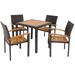 Sunnydaze Malachi 5-Piece Outdoor Dining Set - Acacia Wood and Resin Rattan