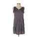 LA Made Casual Dress - Shift V Neck Sleeveless: Gray Solid Dresses - Women's Size Small