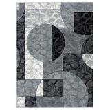 MDA Home Crystal 4'x6' Abstract Fabric Area Rug in Cream/Gray - MDA Rugs CT0846