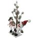 Northlight Seasonal 34" Snowmen Friends w/ Pre-Lit LED Pine Tree Christmas Tabletop Decor Wood in Brown | 32 H x 34 W x 8 D in | Wayfair