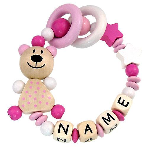 Greifling Teddybär Sterne personalisiert mit Namen pink