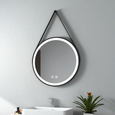 EMKE Badspiegel mit Beleuchtung Badezimmerspiegel Wandspiegel, Stil 4, ф60cm, Runder Spiegel mit