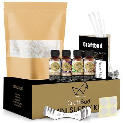 CraftBud DIY Candle Making Mini Supply Kit - 2lbs Natural Soy Wax, Fragrance Oil, Cotton Wicks, Centering Tool, and Glue Sticker
