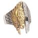 Glorious Brass Dragon,'Gleaming Dragon Sterling Silver and Brass Men's Ring'