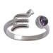 Sign of Capricorn,'Capricorn Rhodium Plated Cocktail Ring with Amethyst'