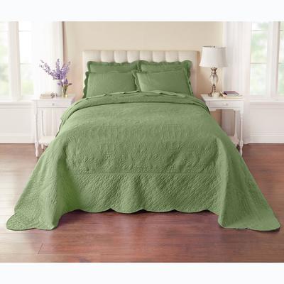 Lily Damask Embossed Bedspread by BrylaneHome in Sage (Size TWIN)