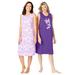 Plus Size Women's 2-Pack Sleeveless Sleepshirt by Dreams & Co. in Plum Burst Floral Butterfly (Size 14/16) Nightgown