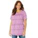 Plus Size Women's Easy Fit Short Sleeve Scoopneck Tee by Catherines in Berry Pink Graphic Geo (Size 2XWP)