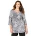 Plus Size Women's Suprema® Feather Together Tee by Catherines in Black Grey Feather (Size 6X)