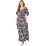 Plus Size Women's Meadow Crest Maxi Dress by Catherines in Black And White Paisley (Size 4X)