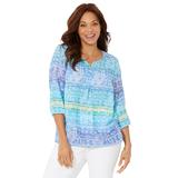 Plus Size Women's Santa Fe Peasant Top by Catherines in Tile Blue (Size 0XWP)