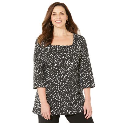 Plus Size Women's Ultra-Soft Square-Neck Tee by Catherines in Black Tossed Confetti (Size 2XWP)