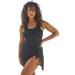 Plus Size Women's Crochet Faux-Wrap Maillot by Swim 365 in Black (Size 20)