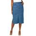 Plus Size Women's Comfort Waist Stretch Denim Midi Skirt by Jessica London in Medium Stonewash (Size 22) Elastic Waist Stretch Denim