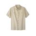 Men's Big & Tall Short-Sleeve Linen Shirt by KingSize in Stone (Size XL)