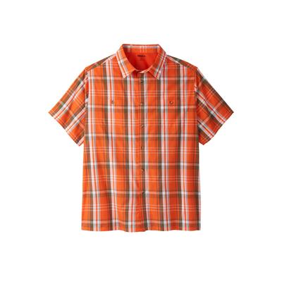 Men's Big & Tall Short-Sleeve Plaid Sport Shirt by KingSize in Dark Orange Plaid (Size 5XL)