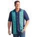 Men's Big & Tall KS Island Printed Rayon Short-Sleeve Shirt by KS Island in Navy Aztec Panel (Size 6XL)