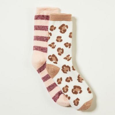 Lucky Brand Leopard Cozy Sock Pack - Women's Ladies Accessories Ankle Socks in Cream