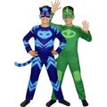 Funidelia | Catboy and Gekko Reversible Costume - PJ Masks for boy Catboy, Owlette, Gekko - Costumes for kids, accessory fancy dress & props for Halloween, carnival & parties - Size 7-9 years - Blue