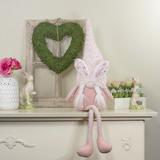Northlight Seasonal 32" White & Pink Sitting Easter Gnome w/ Bunny Ears & Dangling Legs, Faux Fur | 32 H x 9 W x 5 D in | Wayfair