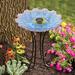 Hi-Line Gift Ltd. Glass Solar Lighted Birdbath Glass in Blue | 18 H x 18 W x 18 D in | Wayfair 78415-Q