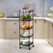 Rebrilliant 5 Tier Rolling Fruit Basket Freestanding Storage Shelves Wire/Metal in Black | 43.7 H x 12.59 W x 12.59 D in | Wayfair